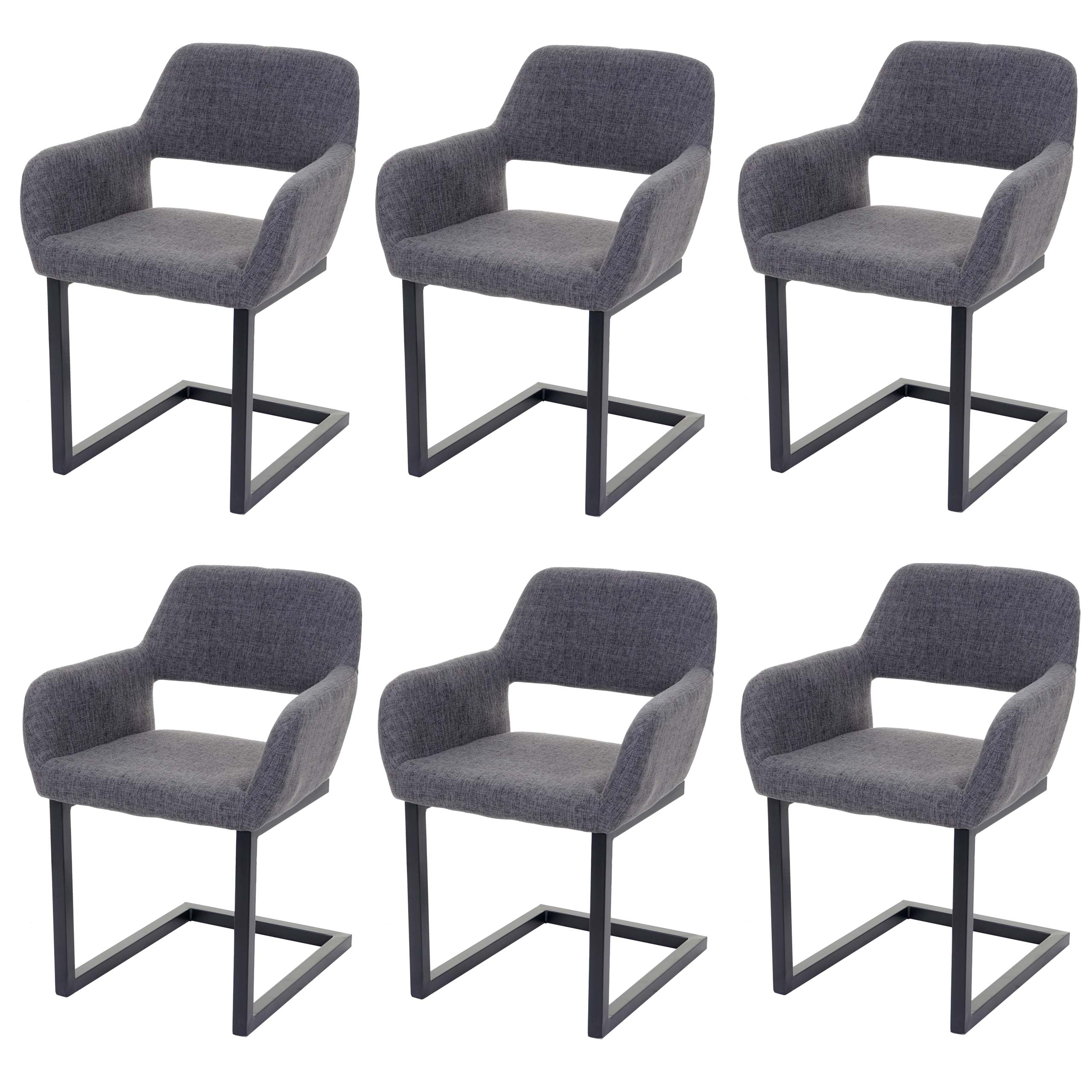 Zestaw 6 krzeseł do jadalni HWC-A50 II, krzesło wspornikowe krzesło kuchenne retro 50s design ~ tkanina, szary