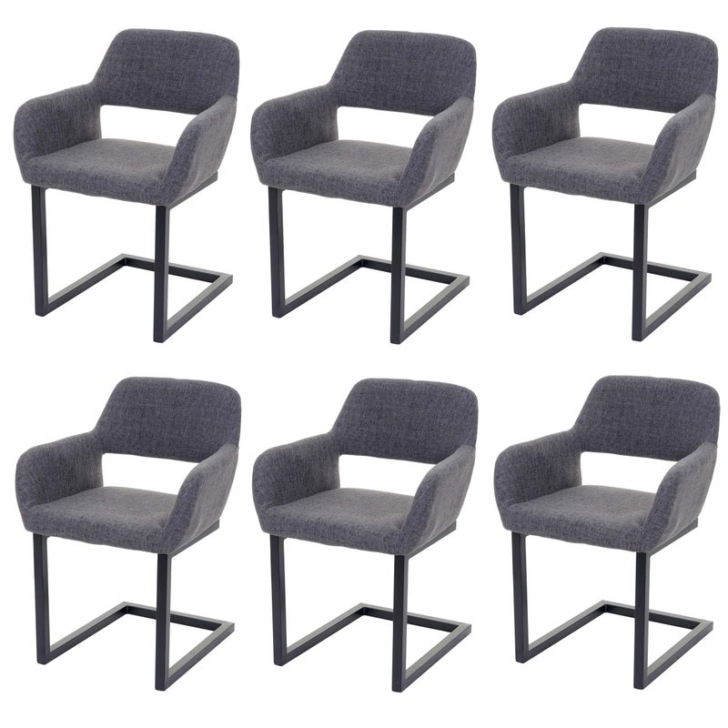 Zestaw 6 krzeseł do jadalni HWC-A50 II, krzesło wspornikowe krzesło kuchenne retro 50s design ~ tkanina, szary