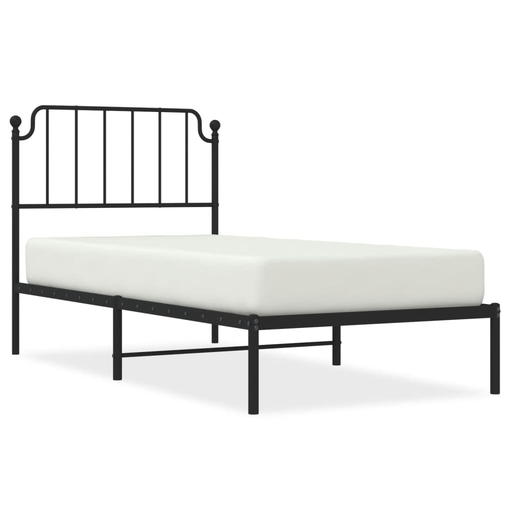 Łóżko Metalowe Rama Łóżka Ze Stelażem Do Pokoju Sypialni Czarna 90x200 cm