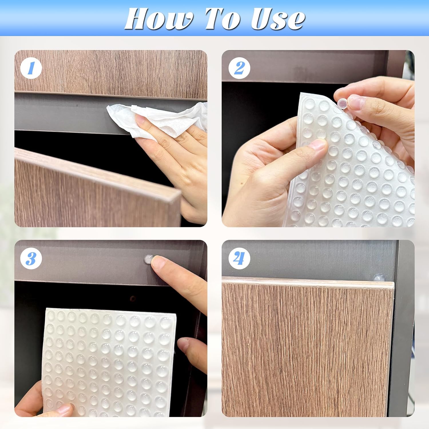 100 pezzi (8*8*2,4 mm) paraurti in silicone trasparente, paraurti autoadesivi per porte, ammortizzatori per porte di dietti - 2