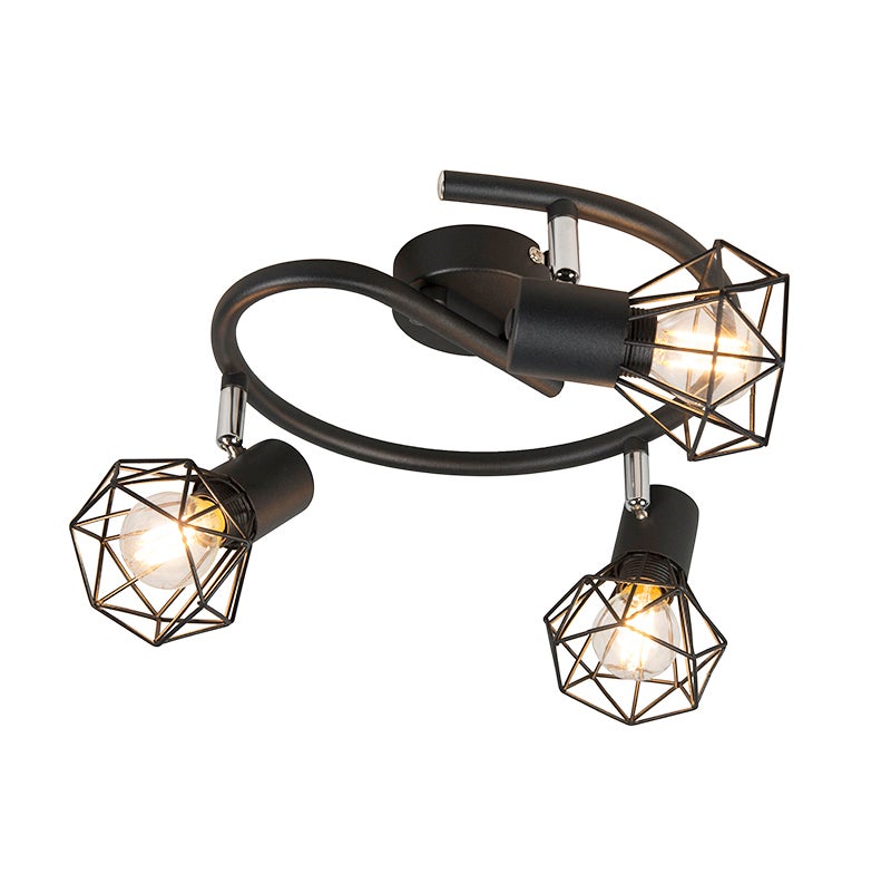 Reflektor art deco czarny regulowany 3-światła - Mosh