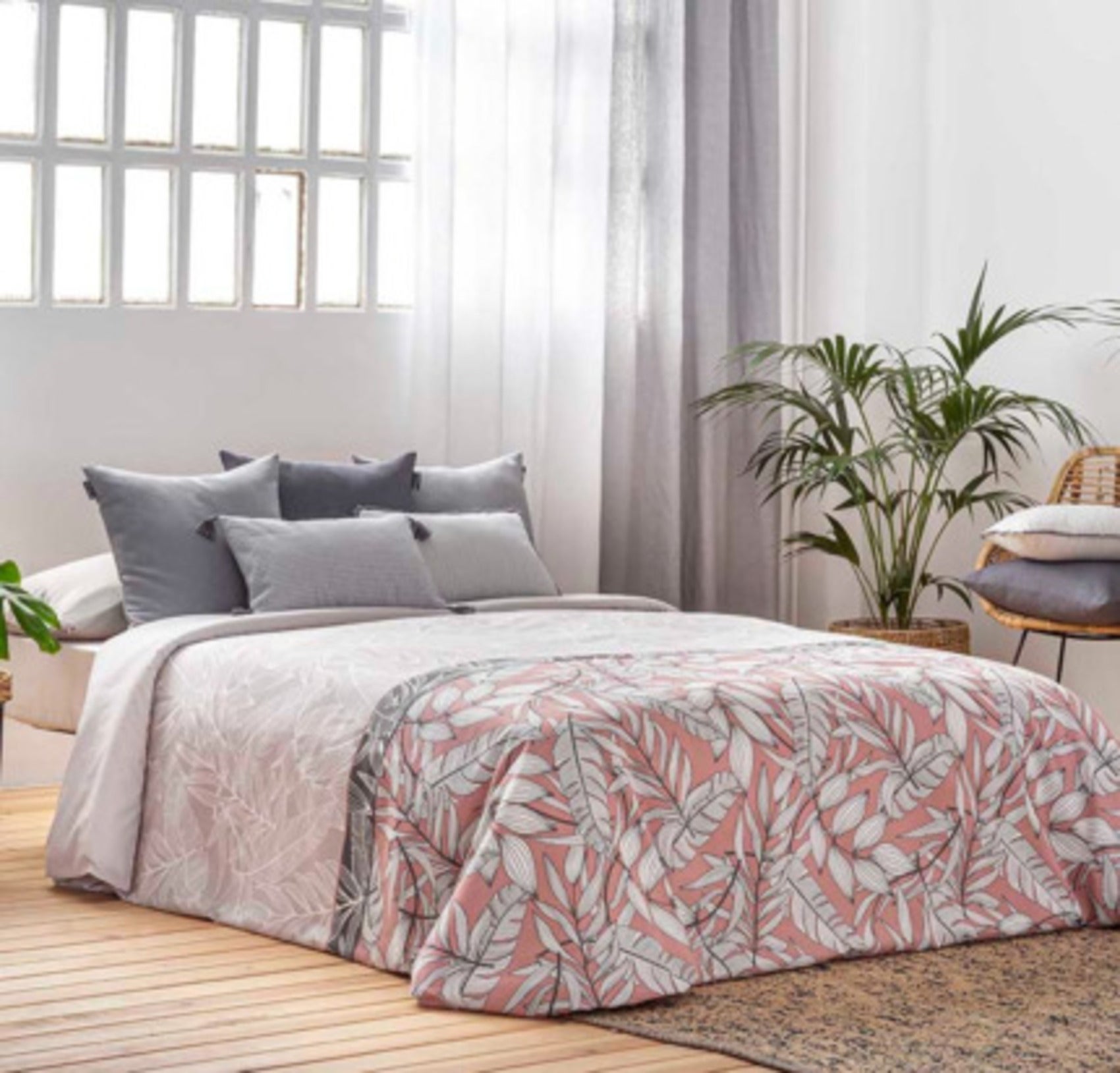 Conjunto de 2 piezas de funda nórdica + funda de almohada olite para cama de 160 cm color rosa