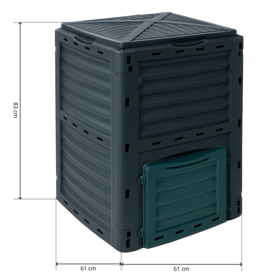 Compostador de Jardín 300L con Tapa Abatible y Ventilación Lateral - 5