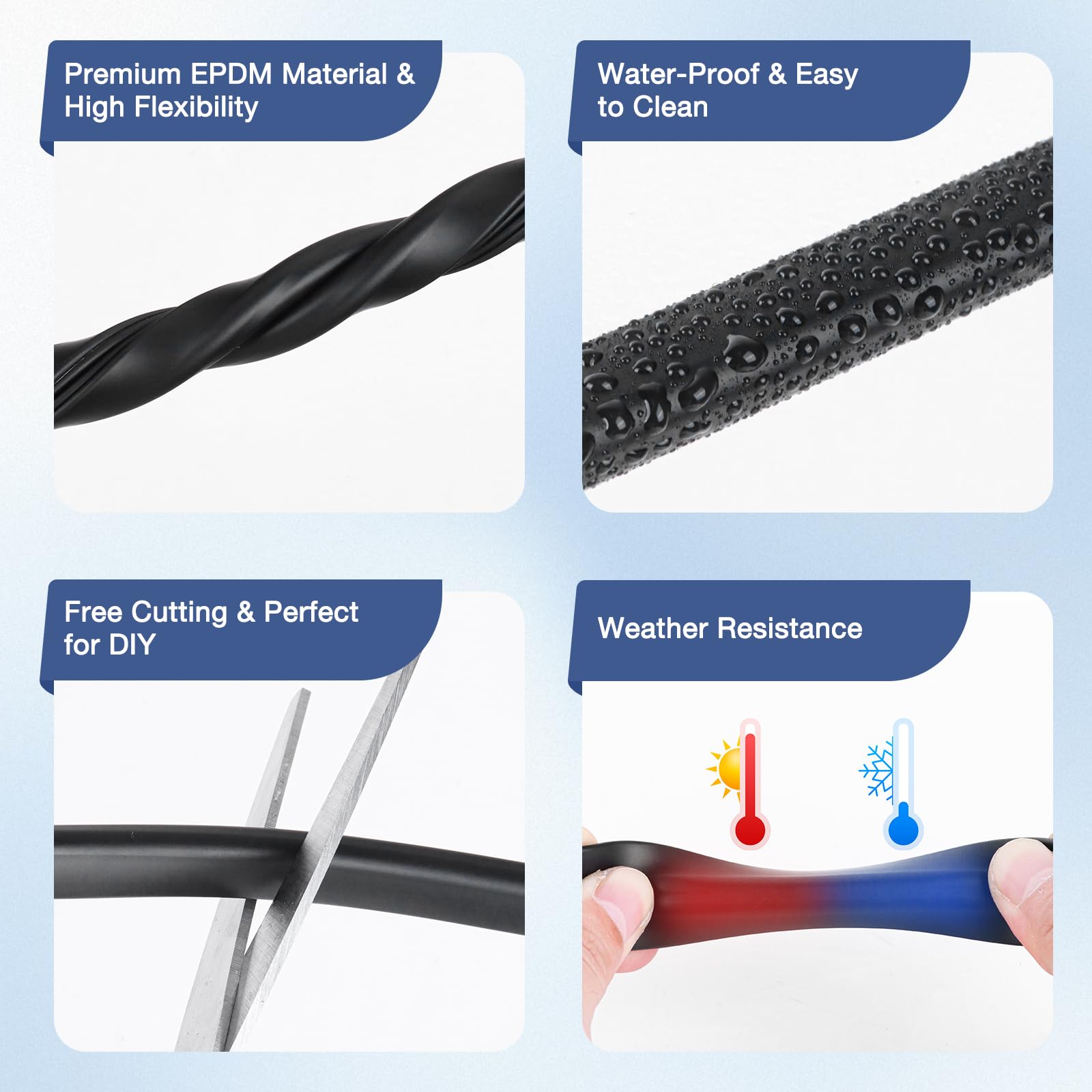 Protection bord de tole joint caoutchouc en u joint porte voiture adhesif noir caoutchouc protection metal verre (5m, 1,5mm) - 4