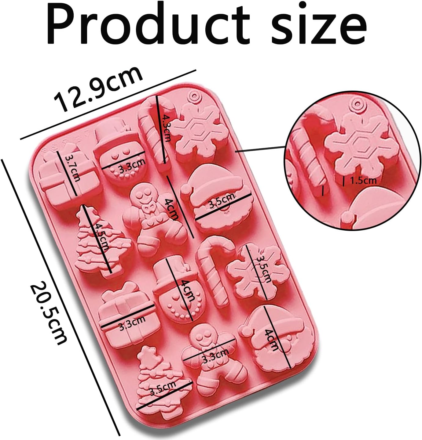 Moldes De Silicona Navideños (2 Unidades): Motivos De árbol, Santa, Muñeco De Jengibre - Para Chocolate, Galletas, Hielo