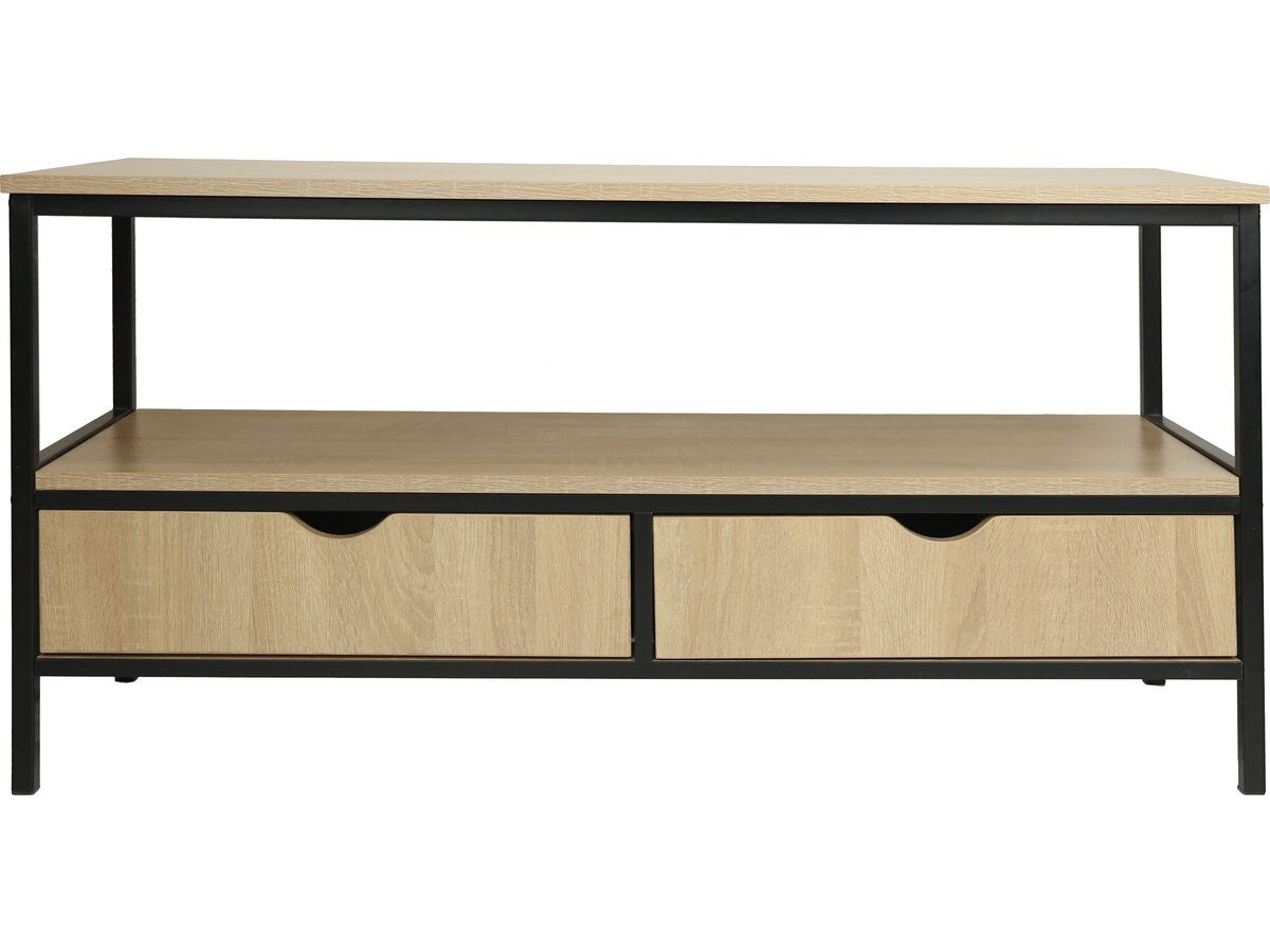 Szafka RTV w stylu industrialnym z szufladą "Detroit" - 113 x 40 x 55 cm - beżowa