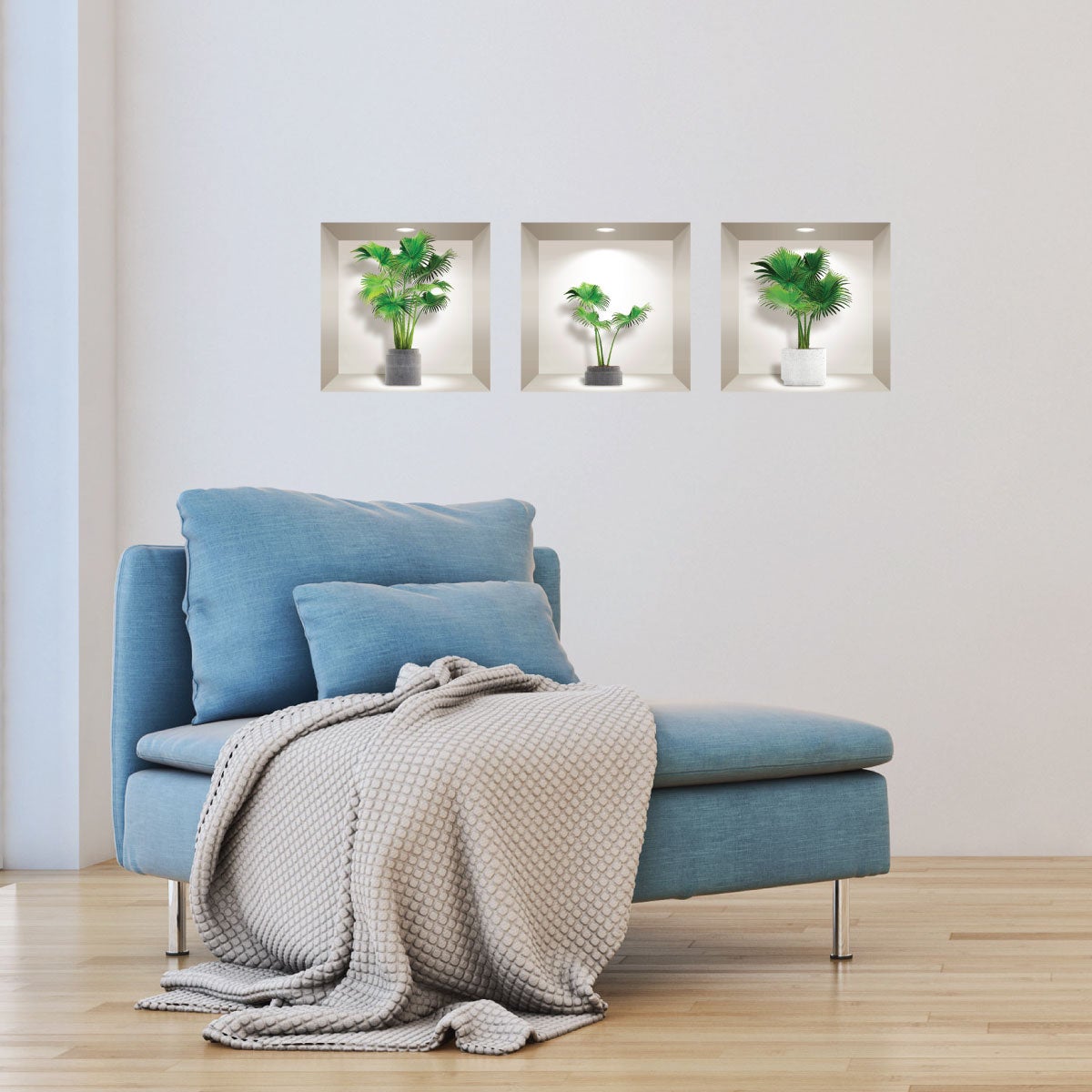 Adesivo effetto 3D palme in vaso marmorizzato - Sticker adesivo - adesivi murali - 30x90cm - 3