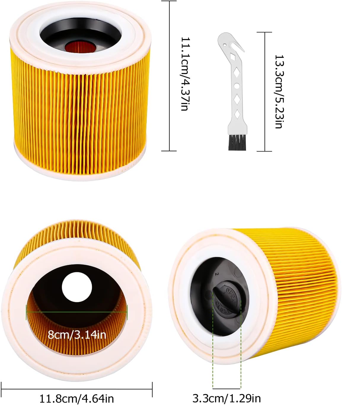 Lot de 2 filtres à cartouche pour Wd3 Premium Wd2 Wd3 Wd3p Wd3 Mv2 Mv3 Filtre Wd3 Filtre de rechange pour aspirateur Krcher 6.414-552.0/6414552 - 6