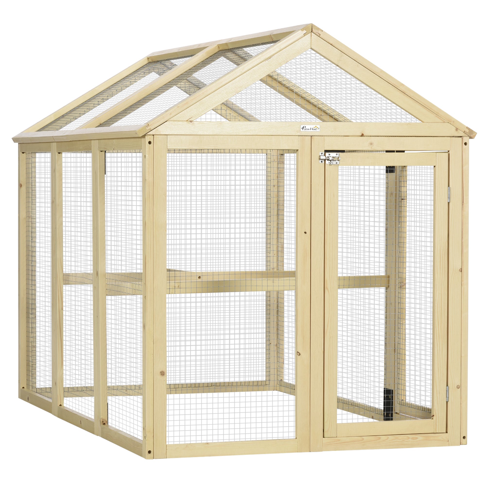 PawHut Țarc pentru Găini de Exterior din Lemn, Cușcă pentru Găini cu Uși Multiple și Plasă Metalică, 140x88.5x106 cm, Culoare Lemn | Aosom Romania