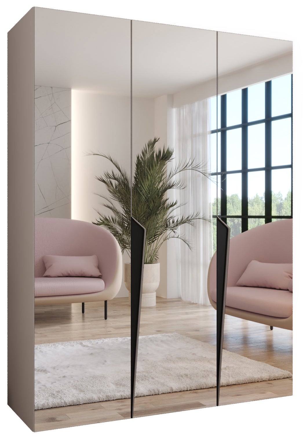Szafa uchylna otwierana Piano 3 150 x 52 x 202 cm kaszmir + u. czarny