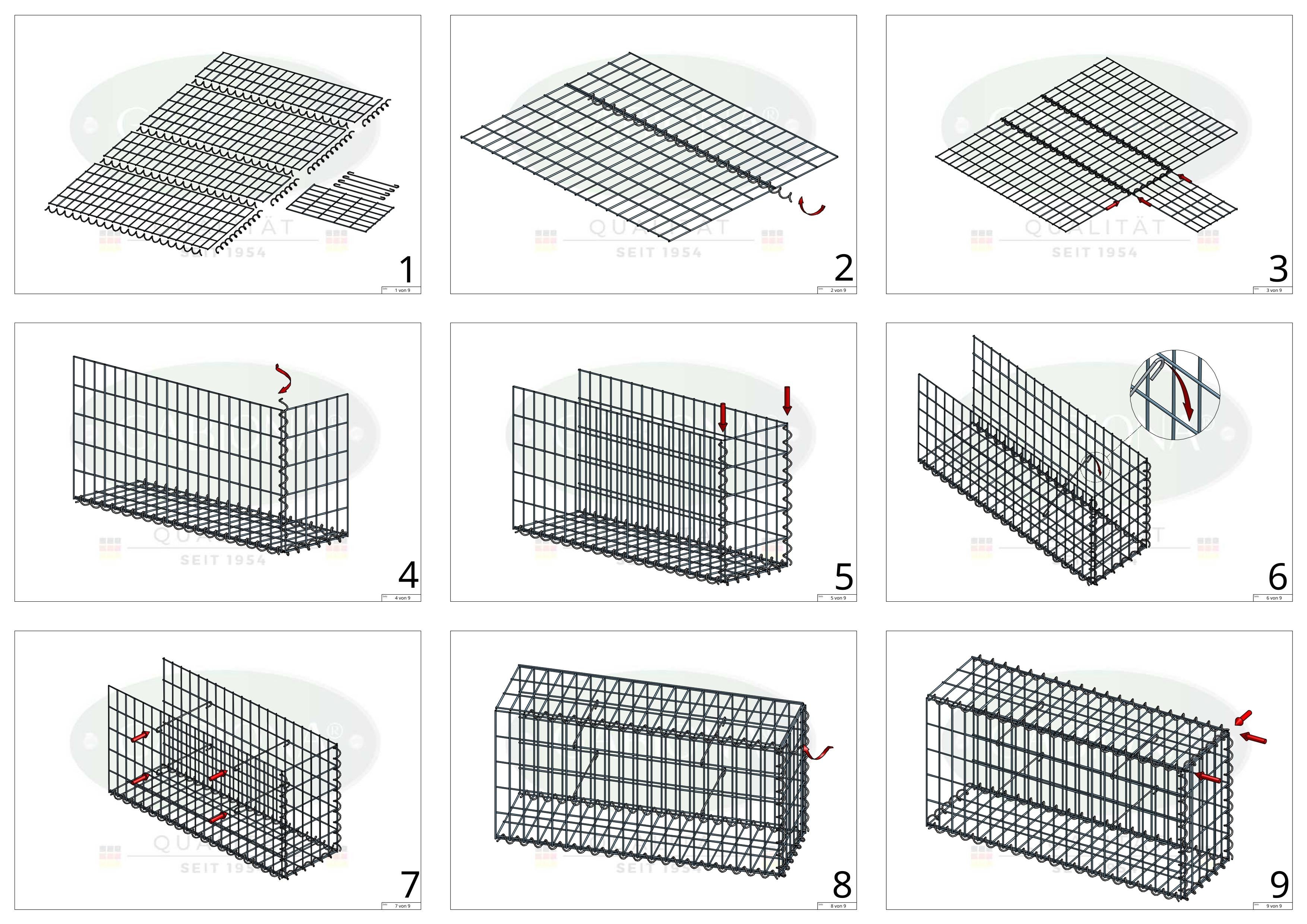 Gavión para alargar en acero galvanizado 100x40x20cm (LxAxP), malla 5 x 10cm, Espiral, sin rejilla frontal - 5