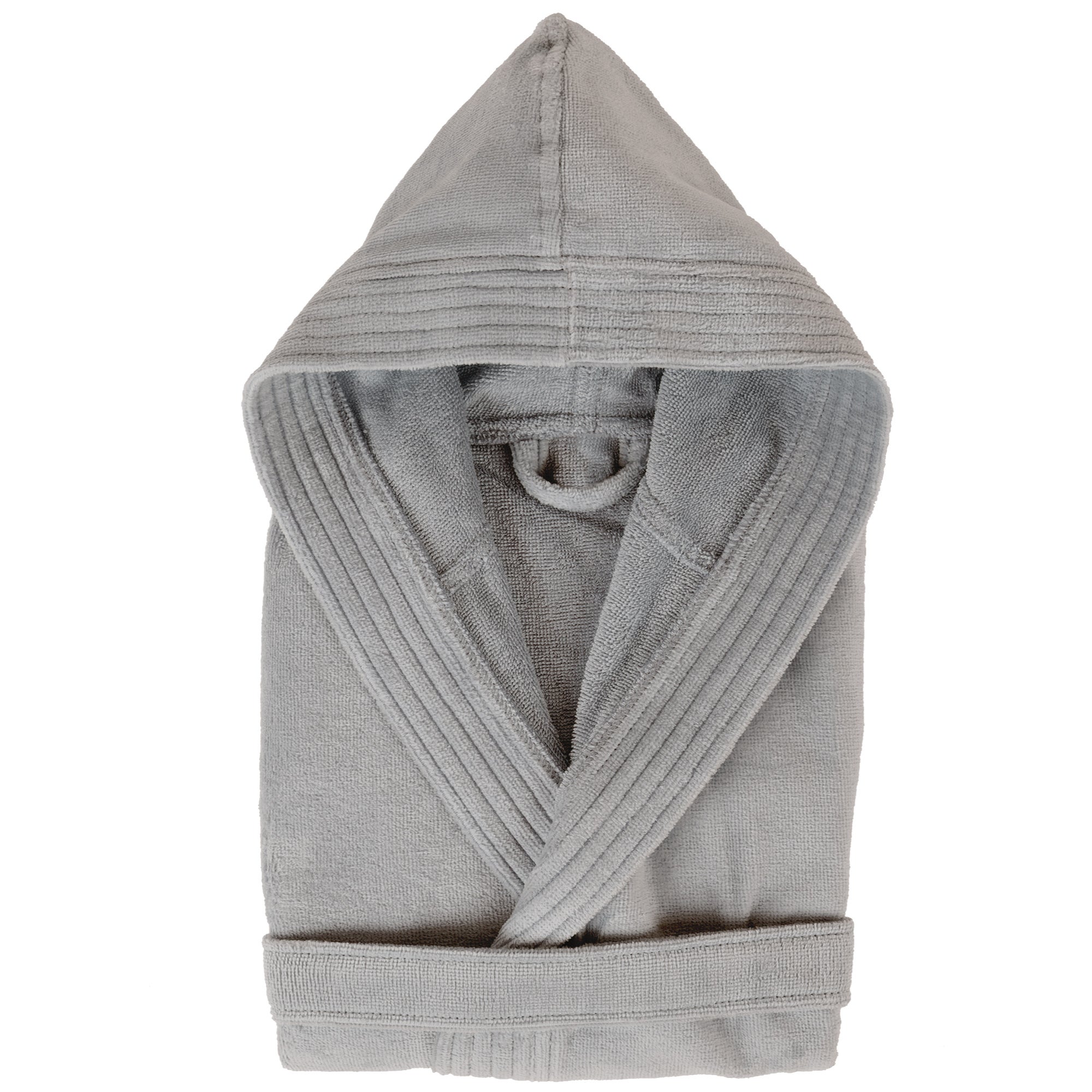 Veste De Salon Peignoir à Capuche Gris Doux - Taille S/M, Occasion Très Bon état