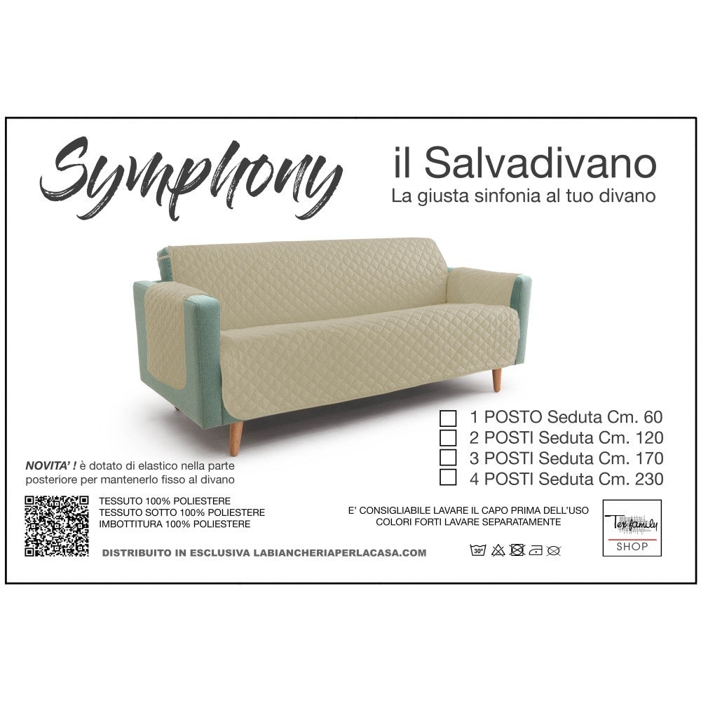 NUOVO COPRIDIVANO BG SALVADIVANO SYMPHONY TRAPUNTATO BEIGE 3 POSTI seduta cm. 170 - 2