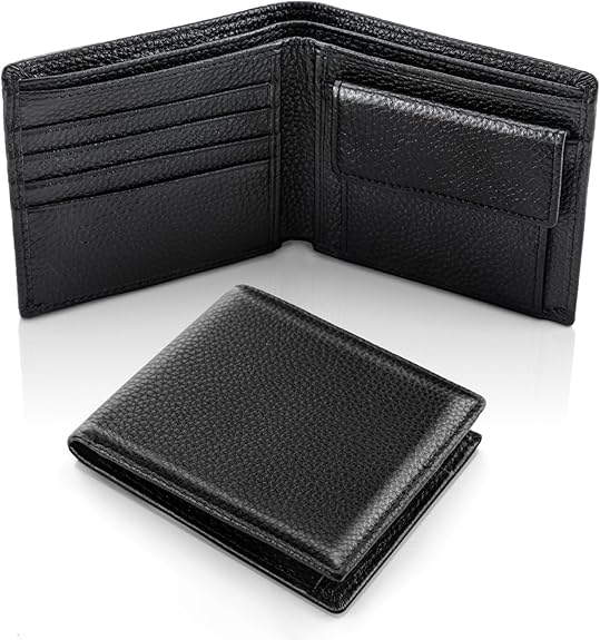 Cartera clásica de piel sintética de gran capacidad para hombre