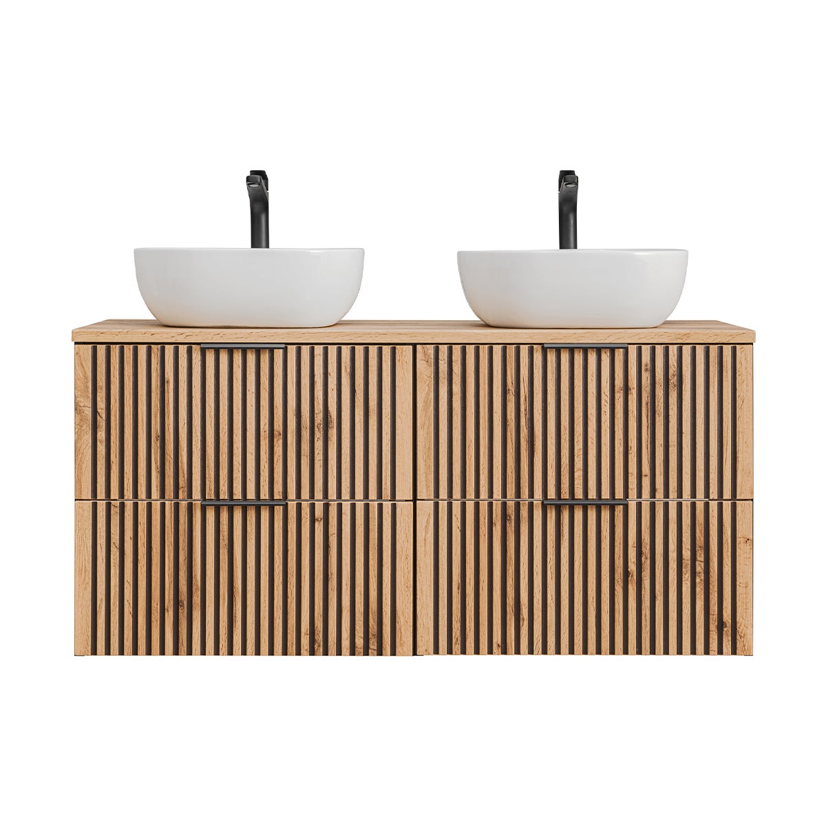 Meuble double vasque 120cm Gaia Bois et Noir - 3