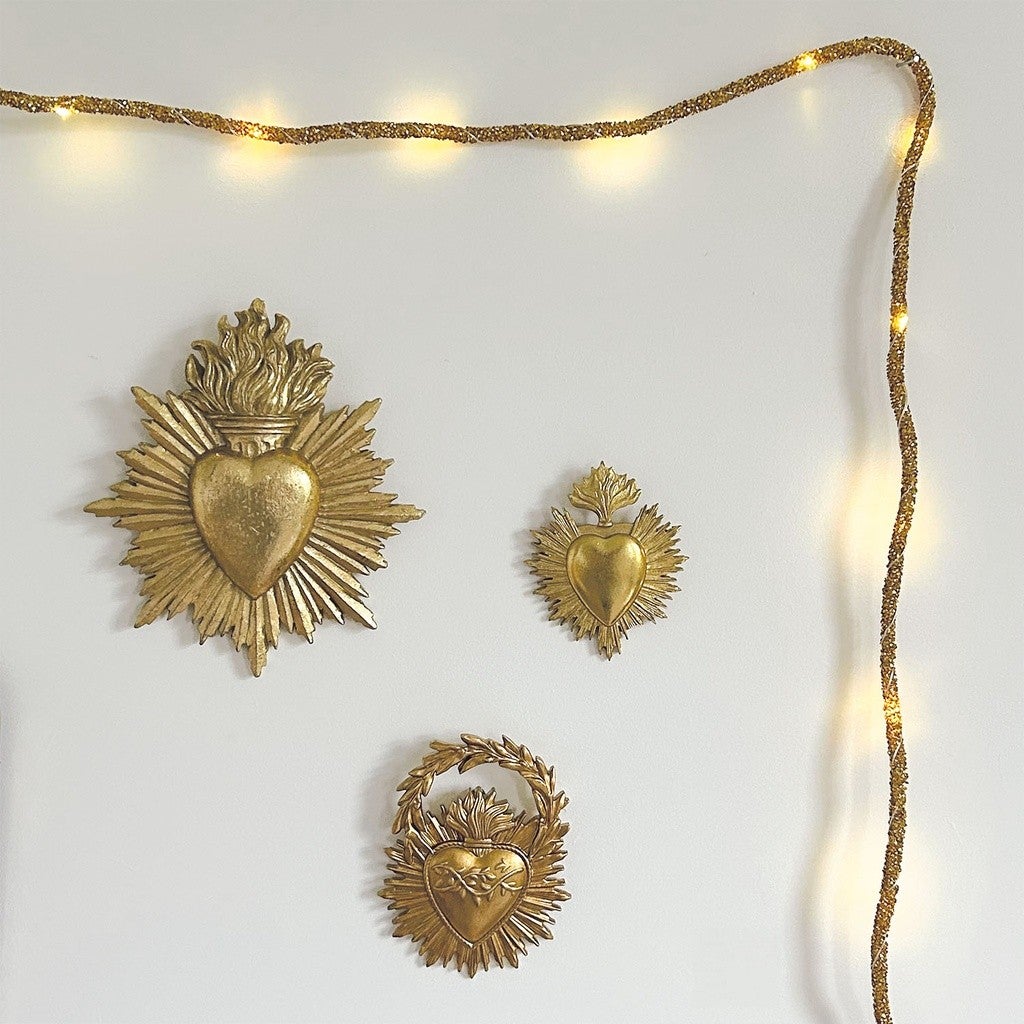 Déco murale Cœur avec couronne Ex-voto doré - 2