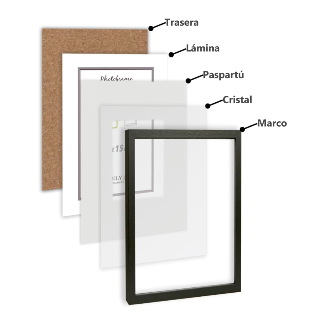 Moldura para foto 30x40 cm (Int. 21x30 cm) Preto MOD-351 (3 unid.) moldura ideal para fotos - 3