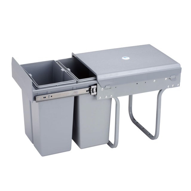 Poubelle de cuisine 20L grise WellHome Poubelle integrée 2x10L