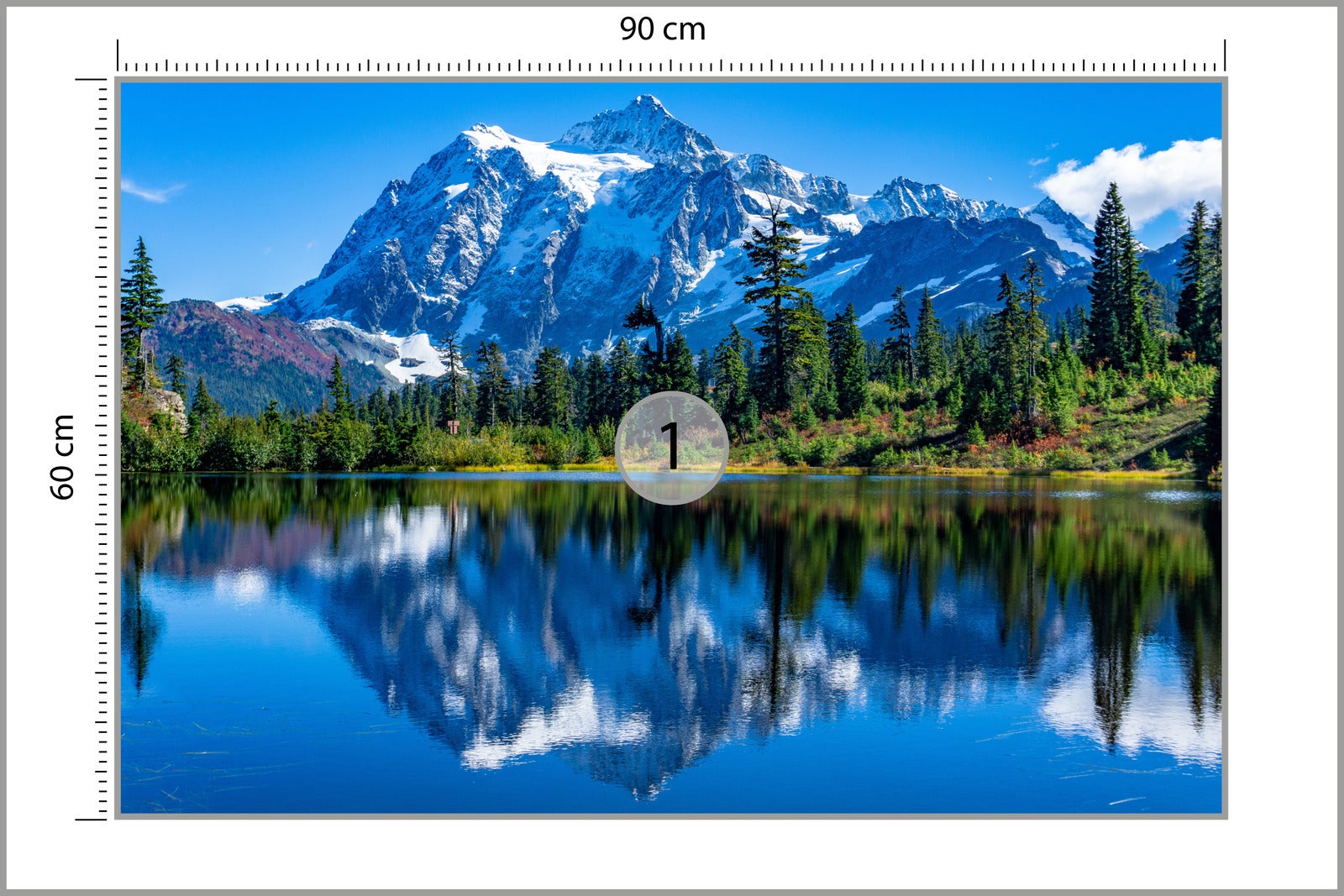 Muralo Papier Peint Intissé Photo Pour Salon MONTAGNES Forêt Lac Nature Paysage 3D 90cm x 60cm - 2