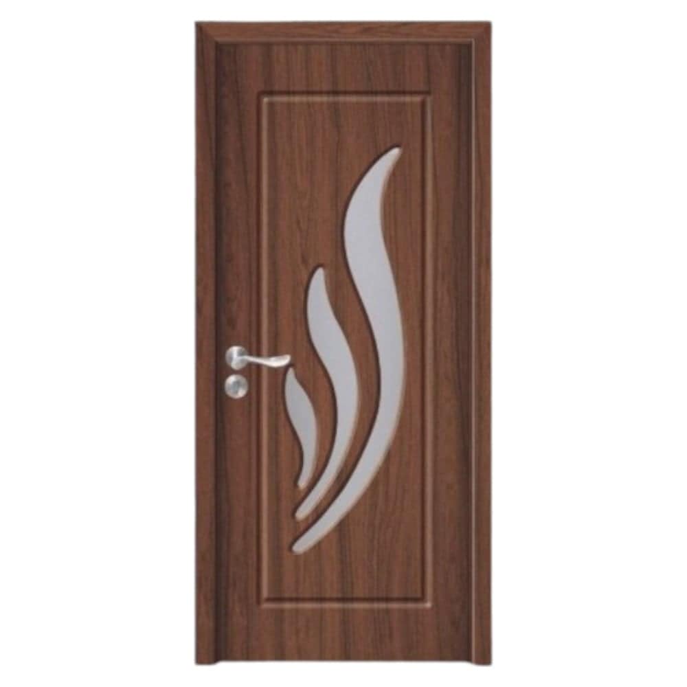 Usa interior din MDF Novo Doors ND310, Cadru lemn masiv, Geam Sablat, Kit complet, Toc fix 10 cm inclus, 60x200 cm, Maro inchis