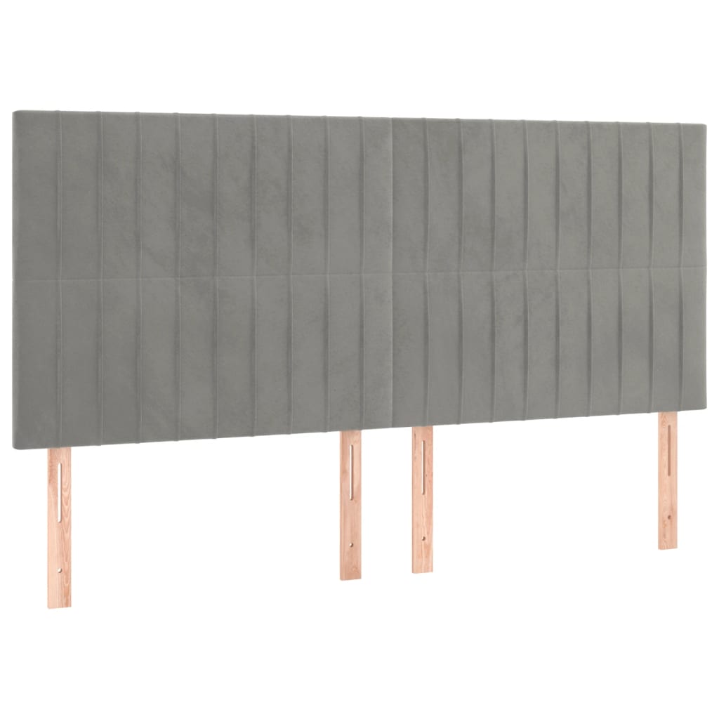 Cadre de lit sans matelas gris clair 160 x 200 cm en velours - 8