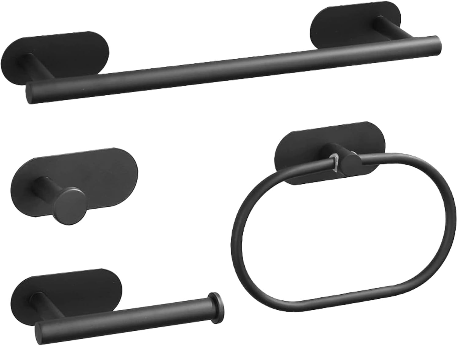 Zestaw 4 samoprzylepnych drążków na ręczniki, wieszak na ręczniki łazienkowe, uchwyt na papier toaletowy, nie wymaga wiercenia (czarny, 40 cm)