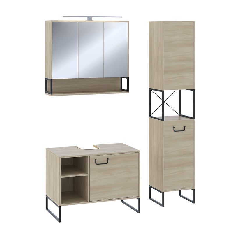 Vicco Zestaw mebli łazienkowych Vionna, Dąb/czarny, 3 części