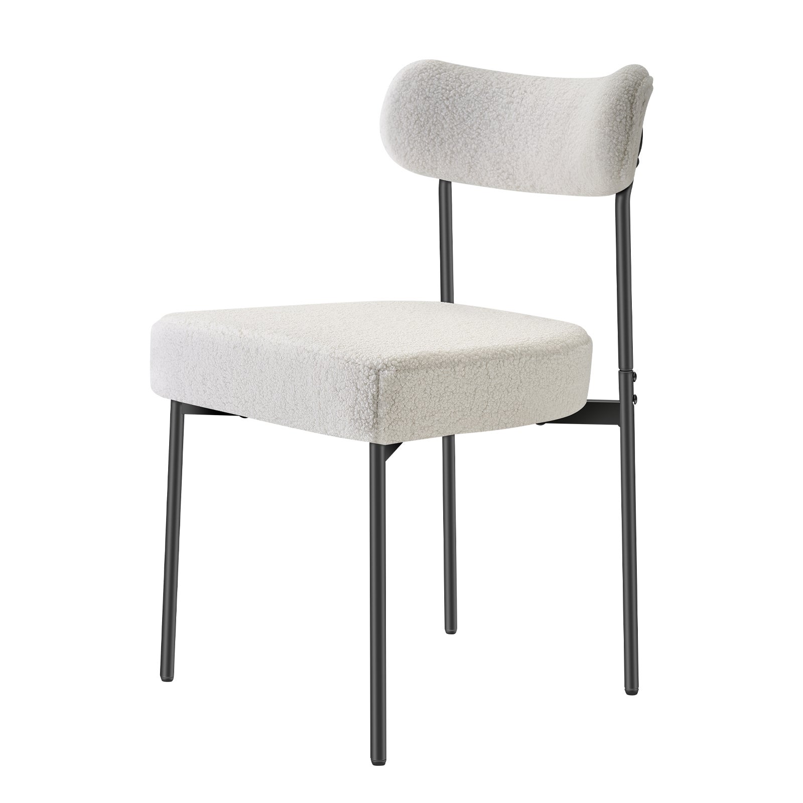 Ensemble de 4 chaises SucceBuy de salle a manger en tissu bouclette, avec dossier courbe et pieds en metal, design moderne et compact,ideal pour table - 8