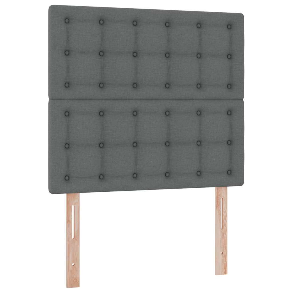 Lit avec rangement et matelas en tissu gris foncé, pour la chambre, 90 × 190 cm - 9
