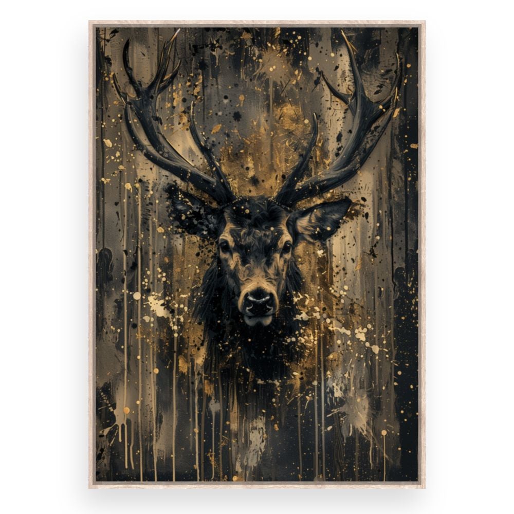 Toile encadrée Majestueux Cerf Doré / 72x108cm / Cadre Effet naturel / Fabriqué en France / Toile murale / DADA ART - 3
