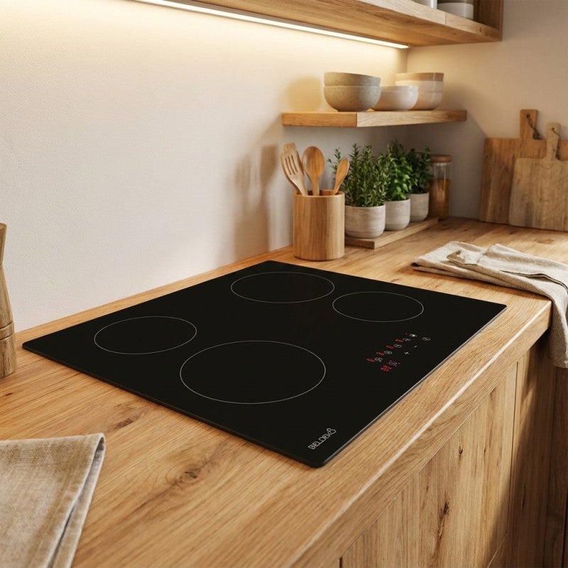 BELDEKO - Plaque Vitrocéramique 4 Feux, 6000W Vitrocéramique 4 Foyers, Plaque de Cuisson Vitrocéramique, Minuteur Multi-zones, - 2