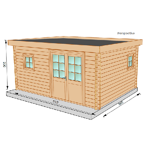Studio de jardin NANTUA 20m² - Bois Douglas épaisseur 55mm - Baie vitrée Alu & Fenêtres PVC GROSFILLEX - Toiture Bacacier avec voliges - 5