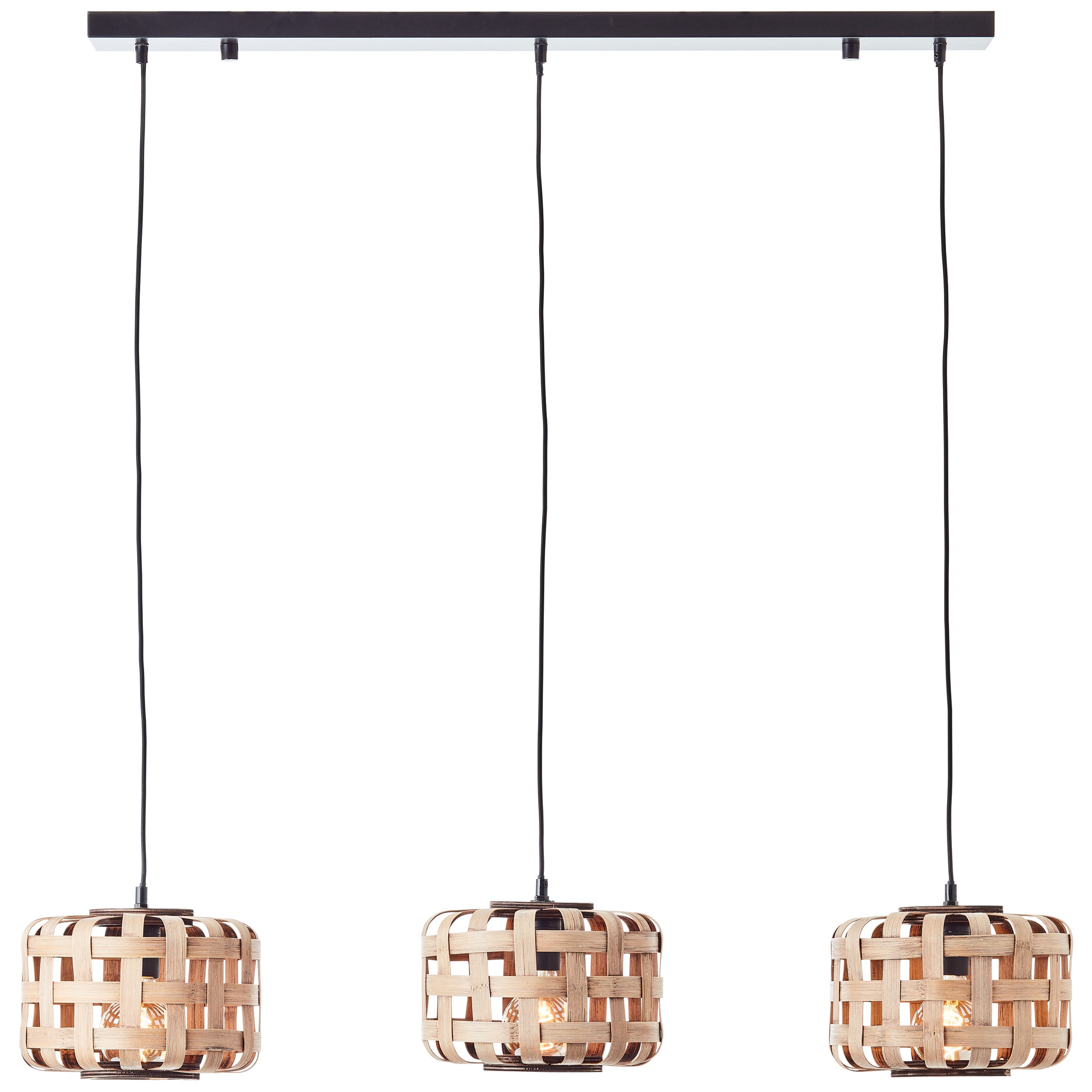 Brilliant Woodline lampa wisząca 3 źródła światła bambus metal/szkło brąz 3x A60, E27, 60 W