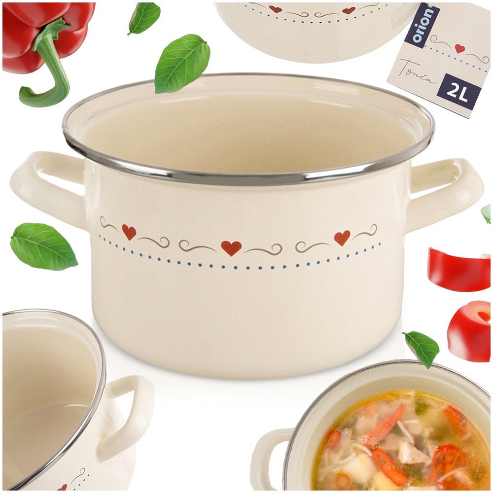 Garnek emaliowany kremowy TONCA 18 cm, 2 l - 8