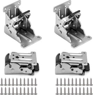 Lot De 4 Charnières Pliantes Autobloquantes Pour Pied De Table – Yuaaoh, Acier Carbone, Argent