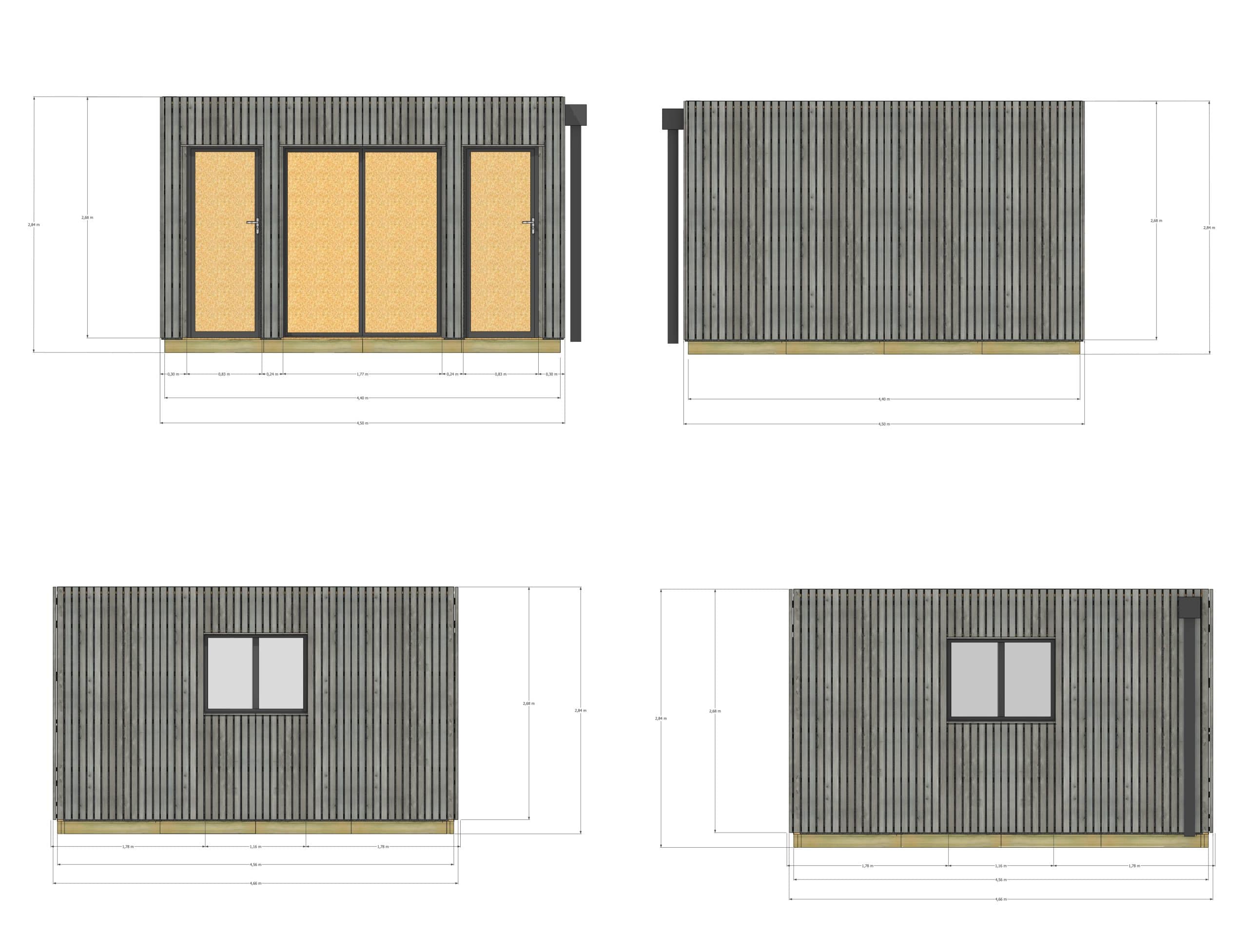 Annexe de jardin bois en bois 4,4 x 4,6 x 2,7 m avec plancher isolé - 4