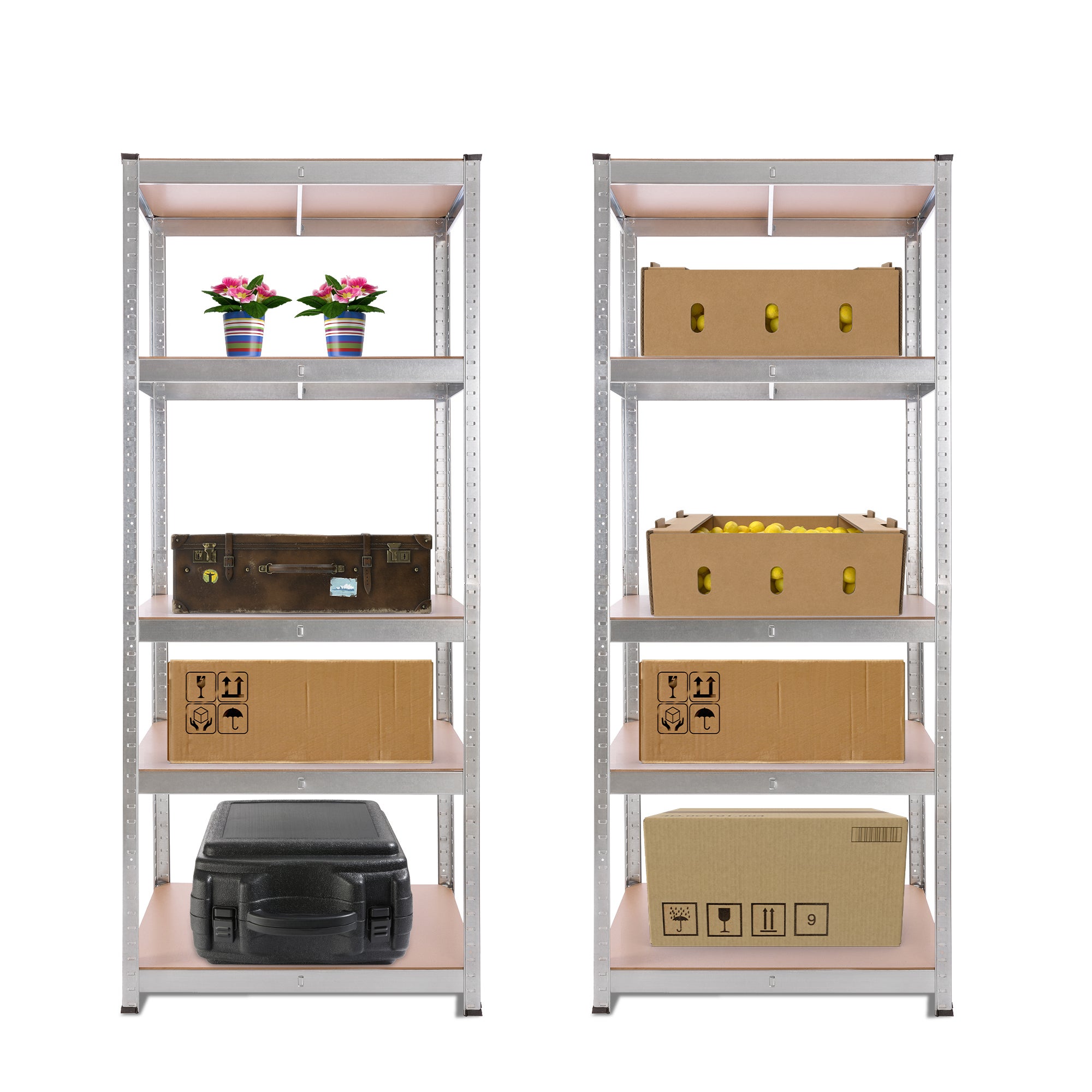 Étagère Charge Lourde AREBOS 350kg - 5 Niveaux 180x75x30cm Métal Galvanisé MDF - Rangement Garage Cave