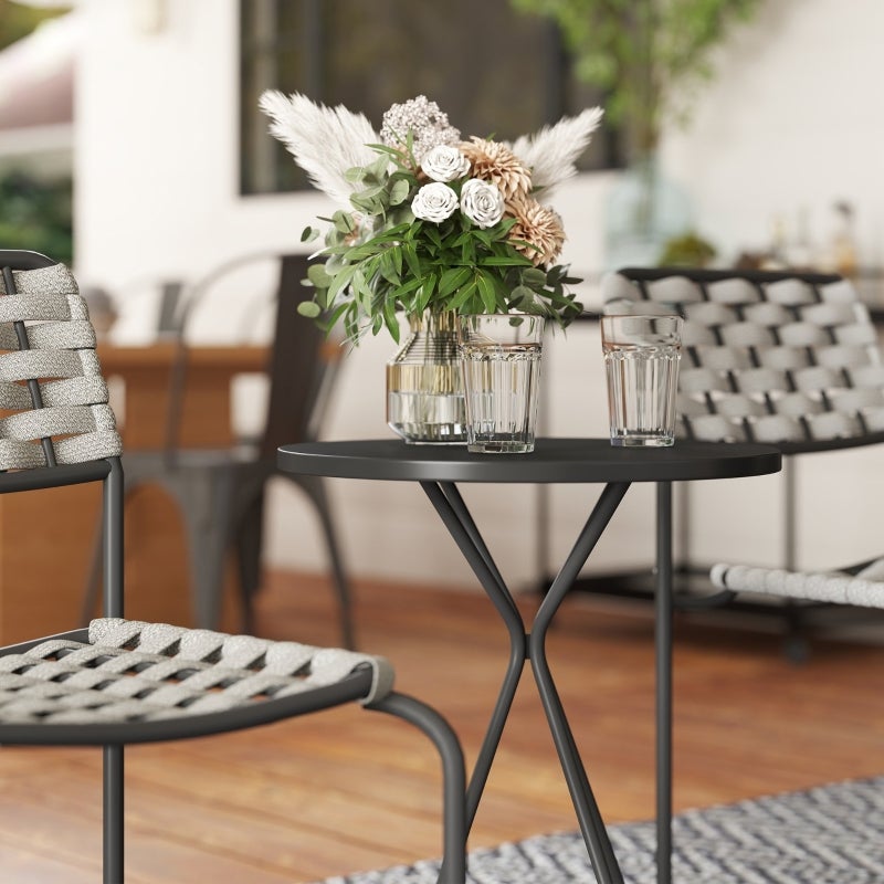 Set lounge extérieur 3 pièces polyrotin 2 chaises empilables + table gris – ComfortXL - COMFORTXL - 8