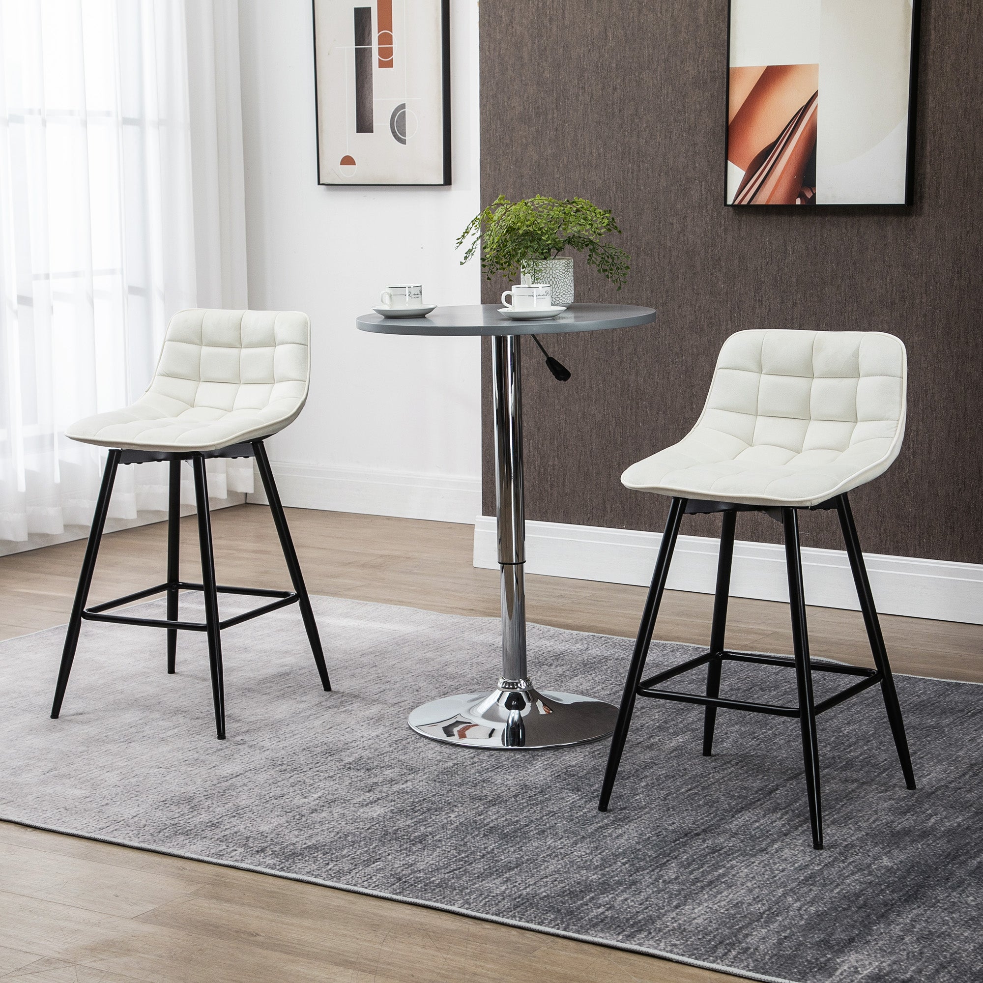 Set 4 Sgabelli Alti Per Bar - Verde E Nero Con Poggiapiedi, Altezza 72cm