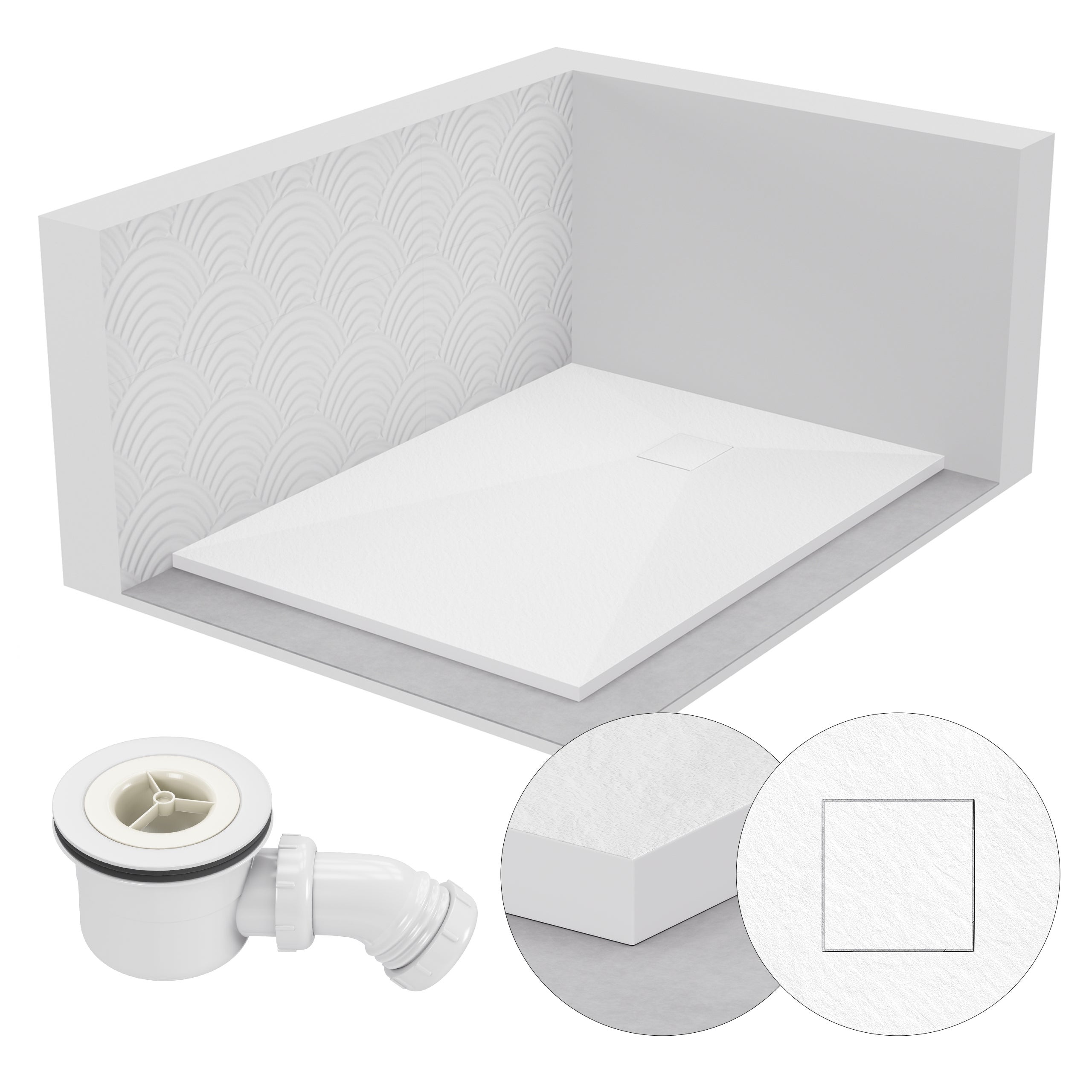 Brodzik STONE SEVANTE prostokątny 110x90 biały z syfonem 1 szt.