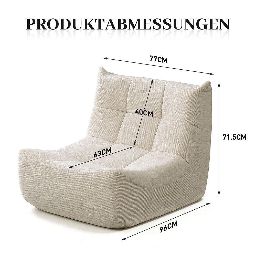 Canapé Togo en Chenille au Sol Sans Accoudoirs Pouf avec Mousse à Mémoire de Forme Confortable Beige - 7