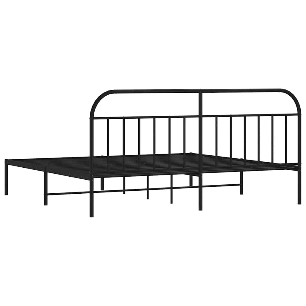 Estructura cama sin colchón con cabecero metal negro 193x203 cm vidaXL - 7