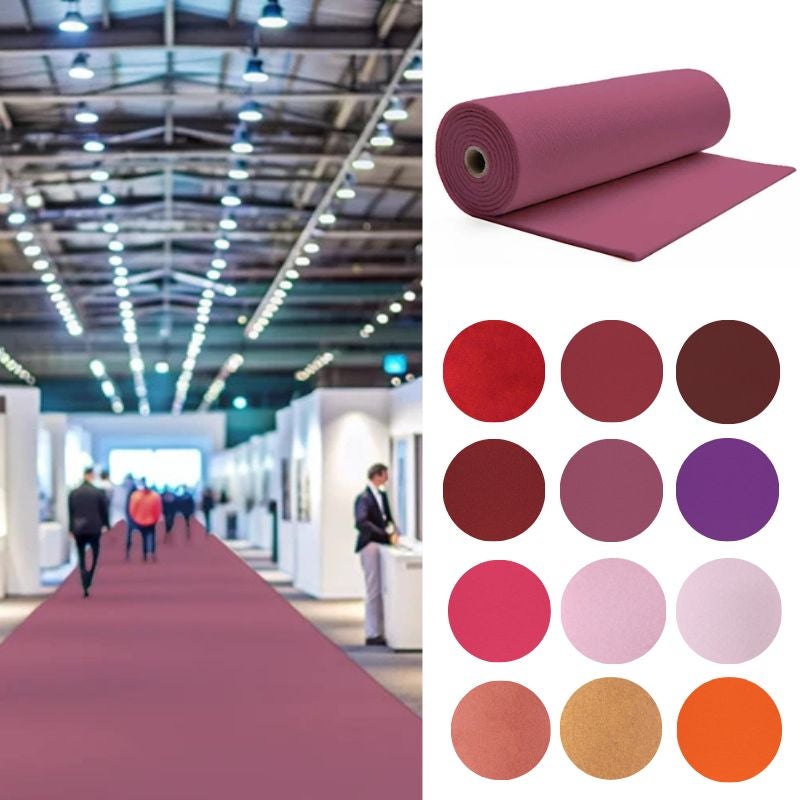 Arquiservi - moqueta ferial rojo violeta ignífuga en rollo 1x60 (60m2) – ideal para eventos, ferias y stands