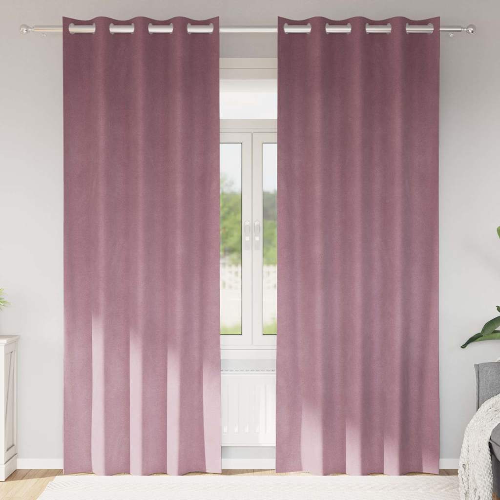 Zasłony zaciemniające 2 pcs Ciemny Róż 140 x 225 cm Aksamit vidaXL