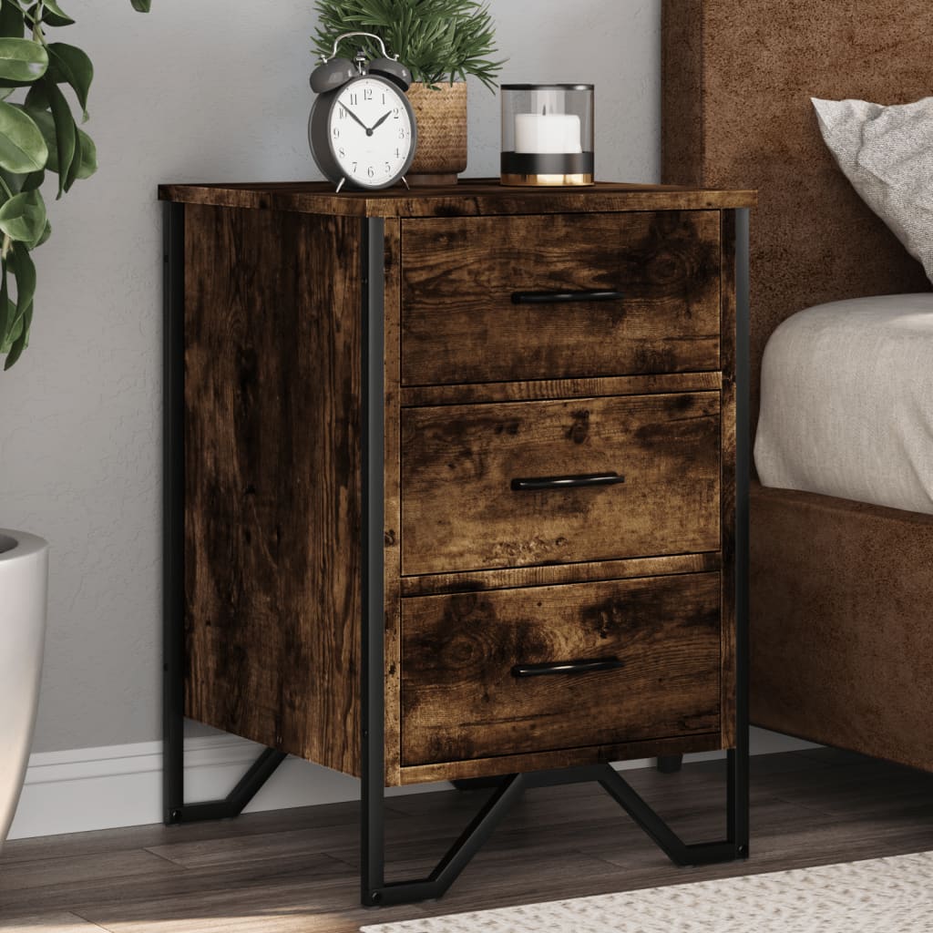 En PromotionTable de chevet Classique - ABOTT@Table d'Appoint/Table de nuit - chêne fumé 40x40x66cm - bois d'ingénierie 130420 - Maison En PromotionTable de chevet Classique - ABOTT@Table d'Appoint/Table de nuit - chêne fumé 40x40x66cm - bois d'ingénierie 130420 - Maison