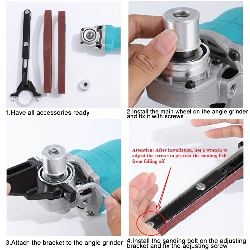 Kit de conversion pour meuleuse d'angle à bande pour le polissage, le meulage et le polissage du métal et de l'acier inoxydable - 7