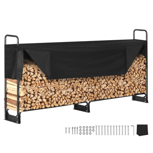 Range Bûches Extérieur VEVOR 259x36x117 cm Abri Bois de Chauffage avec Couverture Imperméable 600D Oxford Porte-bûches pour Cheminée Support de Bûche