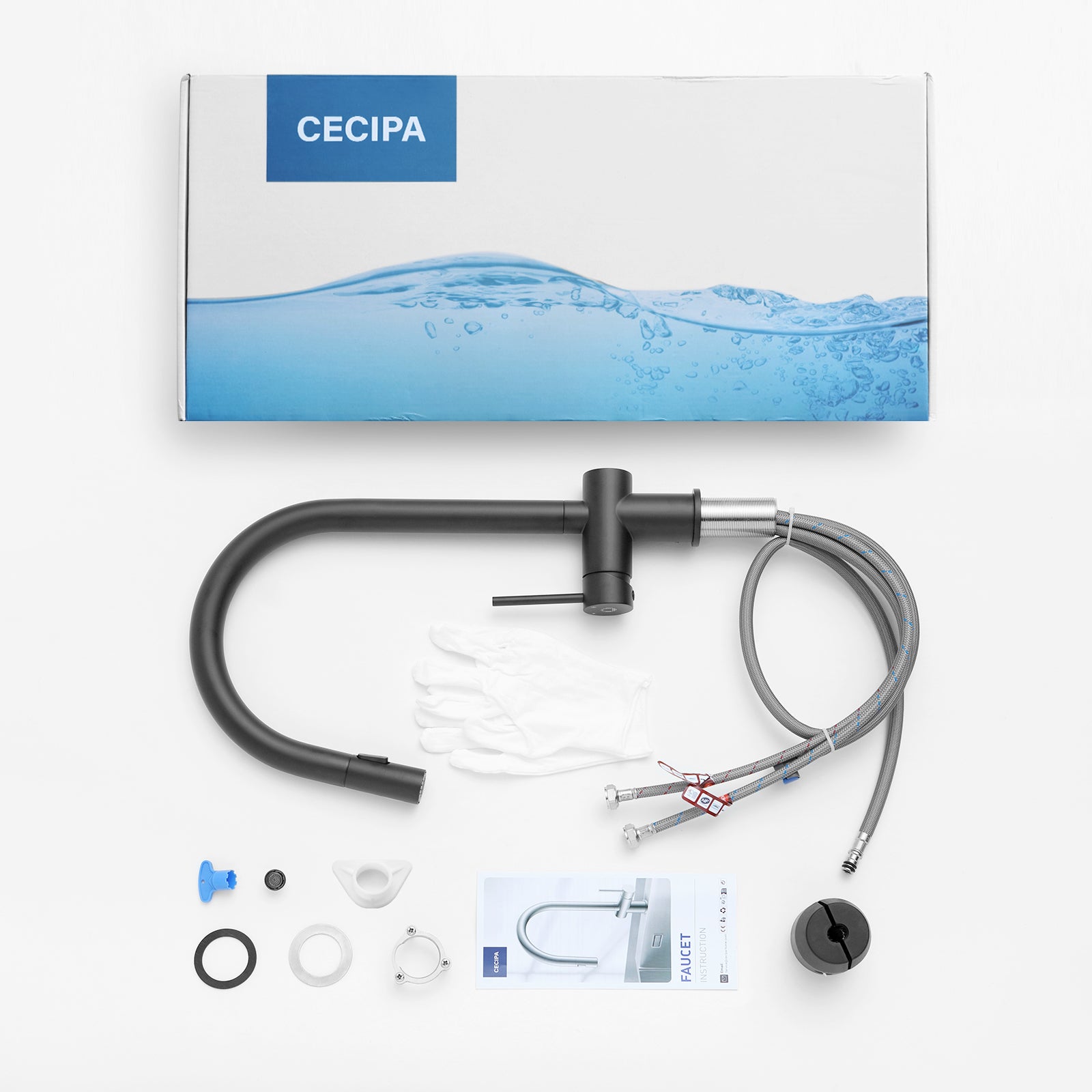 Cecipa max Mitigeur de Cuisine avec Douchette Extractible Robinet de Cuisine avec 2 Types de Jet D'eau Robinet d'évier (Noir),EU Modèle - 9