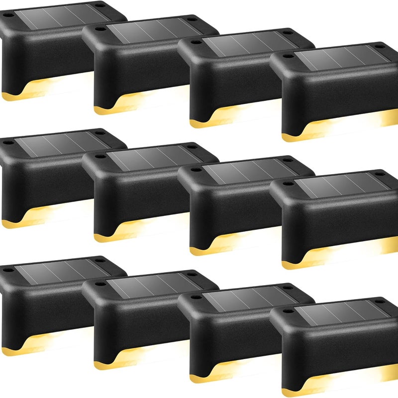 12 wodoodpornych lampek LED na schody, stopnie, tarasy i patio (czarne, ciepłe białe)