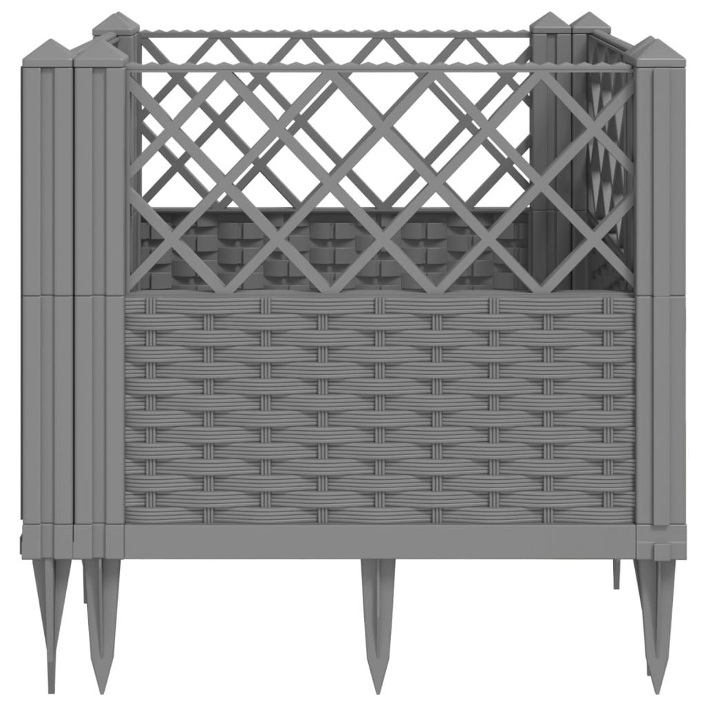 Jardinière de jardin | Pot de Fleurs avec piquets gris clair 43,5x43,5x43,5 cm PP CFW87033 - 5